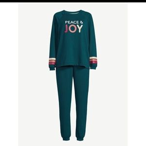 Joyspun Women's French Terry Holiday Pajama Set, 2-Piece, Sizes 3X